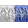 Sumind 4 Pack Foil Curtains Metallic Fringe Curtains Shimmer Curtain for Birthday Wedding Party Christmas Decorations (Silver an