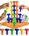 Skoolzy Peg Board Set - Montessori Toys for 2+ Year Old - 33 Pieces - Colorful Plastic Pegs, Dice, Lacing String, Storage Bag