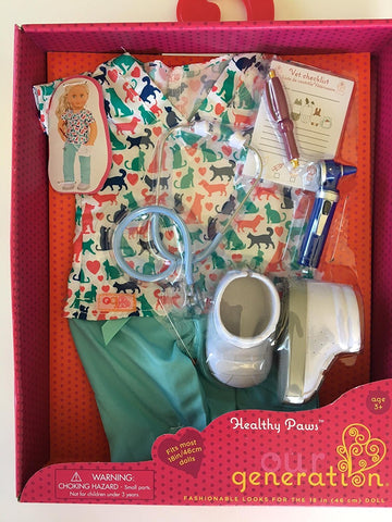 Battat Our Generation Healthy Paws Outfit Playset for 18" Dolls - Small Size, Model BD30316D