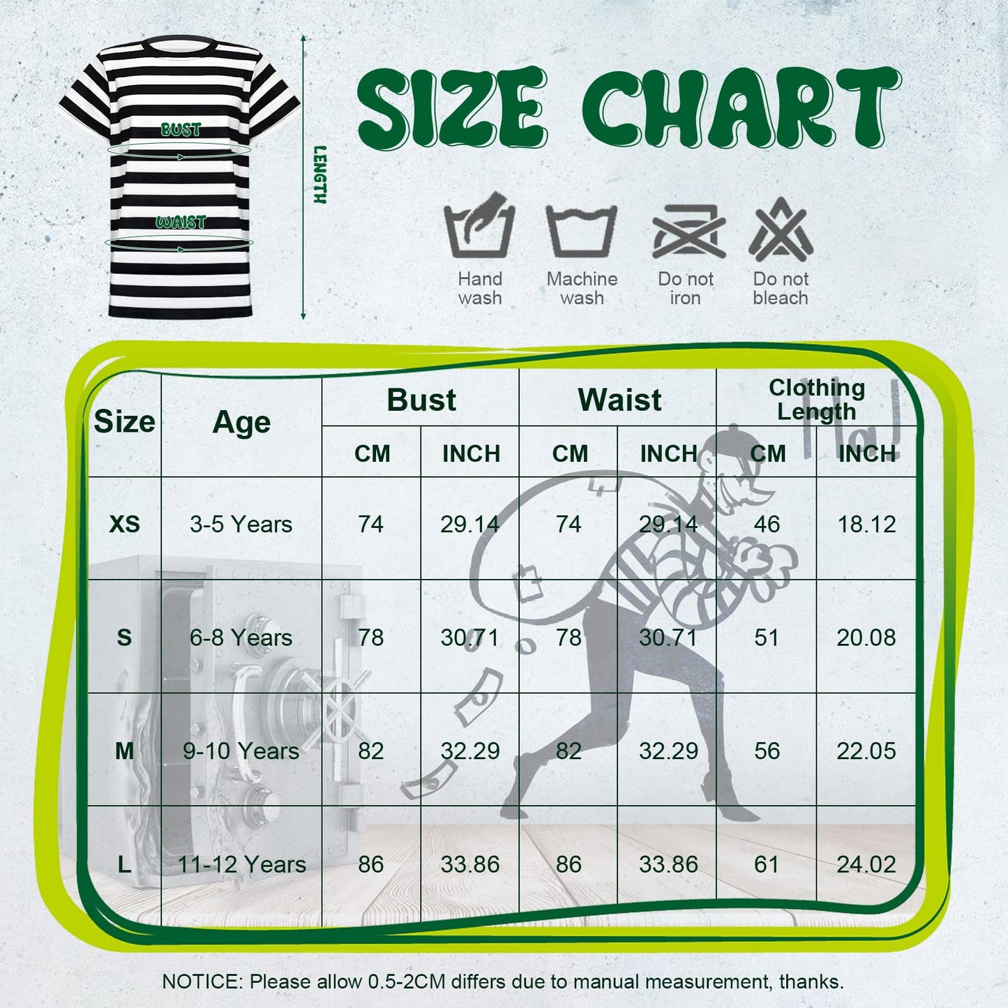Prebene Pugsley Addams Shirt, Boys Striped T Shirt, Kid'S Halloween Costumes, Mime, Bank Robber T-Shirts Black White