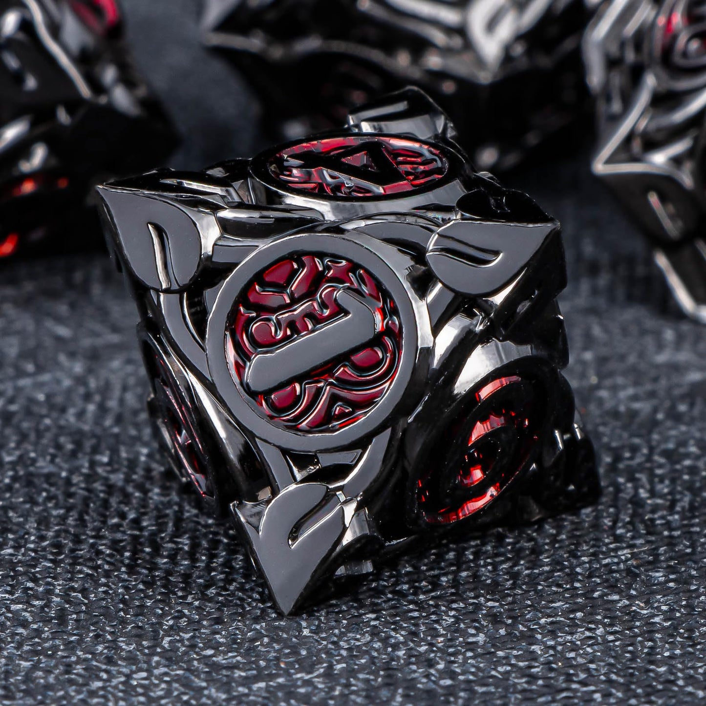 Kerwellsi Nature Vines Leaf Metal Dnd Dice Set With Gift Box, Black Red Polyhedral Dungeons And Dragons D&D Dice, 7Pcs Role Play