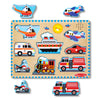 Melissa & Doug Vehicles Sound Puzzle - Wooden Peg Puzzle With Light-Activated Sound Effects (8 Pcs) Puzzles For Toddlers, Wooden Puzzles For Kids Ages 2+
