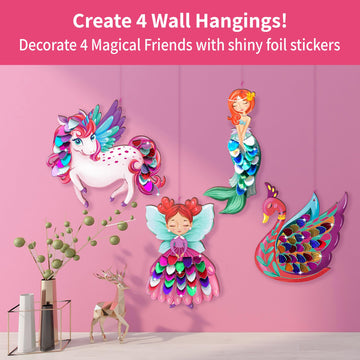 Chalk And Chuckles Cardboard Art And Craft Kit; Fabulous Foil Decorations For Kids Age 4-9 Year; Unicorn; Princess; Mermaid Them
