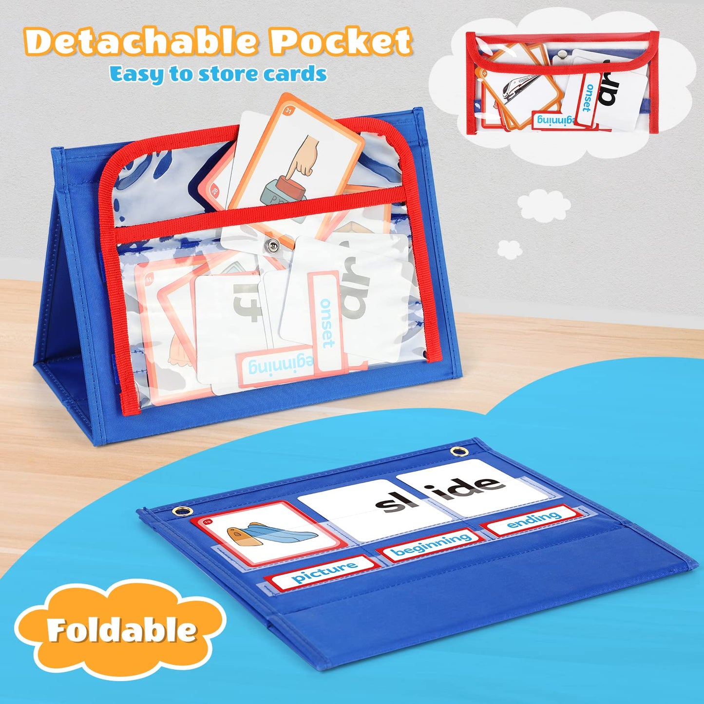 Torlam Blends & Digraphs Pocket Chart, Onset Rime Phonics Games Sight Word Flash Cards, Educational Spelling Reading Learning Blending Board, Elementary Kindergarten Classroom Teachers Must Haves