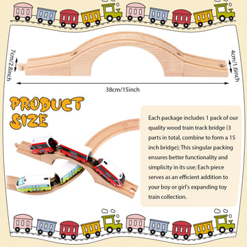 Kigley Wood Train Track Expansion Wooden Train Track Accessories Wooden Train Bridge for Most Major Toy Trains Railway