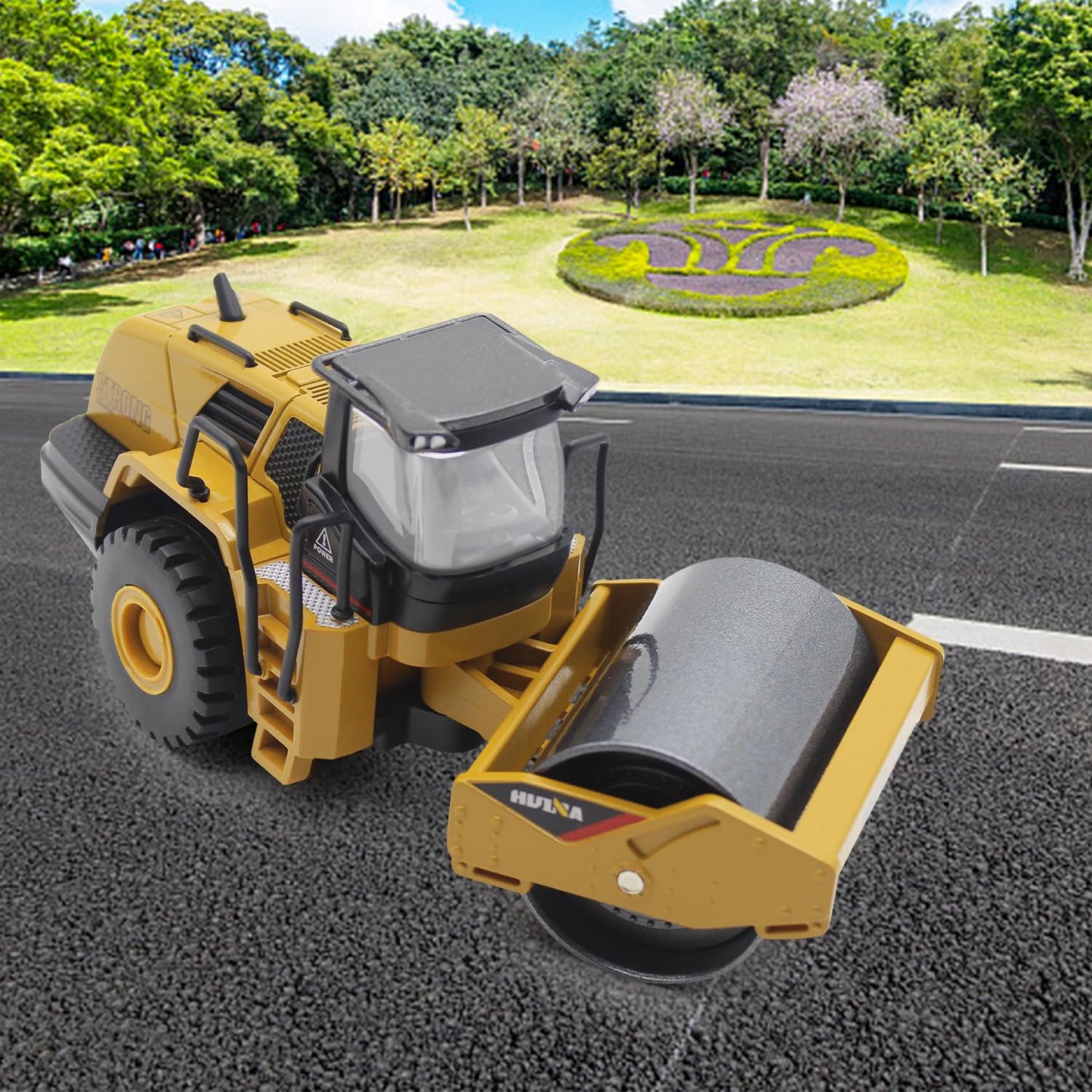 Dollox Die-cast Road Roller Toys 1/50 Scale Metal Engineering Road Planer Vehicle Truck Toy High Detail Construction Vehicles Mo