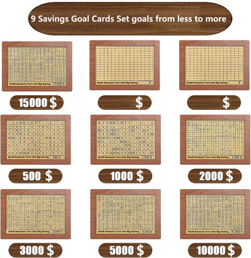 Cash Vault Wooden Savings Box 10000 5000 15000 3000 2000 1000 500 Cash Box With 2 Blank Savings Tracker, Official Save Box $1000