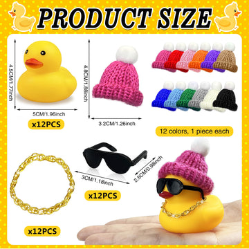 Havagdtm 12 Set Mini Ducks With Mini Hats Necklace And Sunglasses Bath Duck Toy For Baby Shower Birthday Swimming Party Gift Favor Decorations