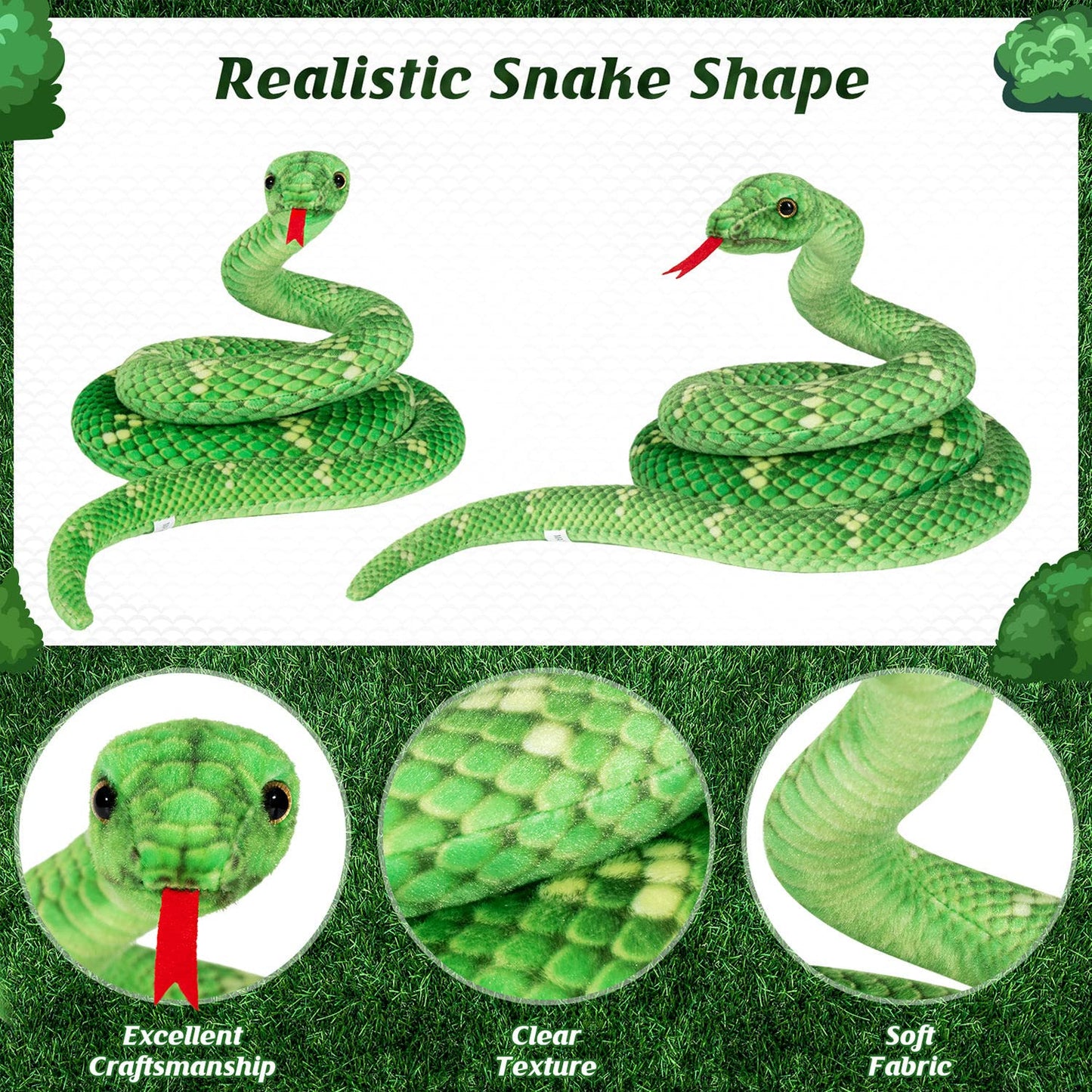 Mgztthw Snake Plush, 71 In Stuffed Snake Animal, Large Toy Snakes For Kids, Giant Stuffed Animals Snake, Lifelike Plush Snake Fo