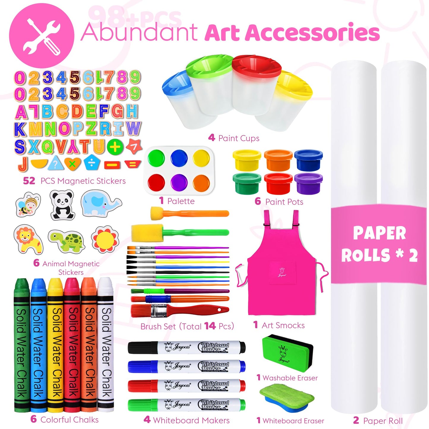 Joyooss Art Easel For Kids Easel For Toddlers, Adjustable Painting Station Wooden Easel Toddler Easels Kids Board Whiteboard & C