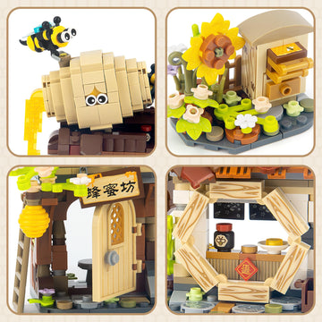 High Godo Honey Workshop Mini Building Set, Moc Creative Diy Simulation Architecture Toy, Collectible For Adults, Kids 8-12, Not Compatible With Classic Bricks (1242 Pieces)