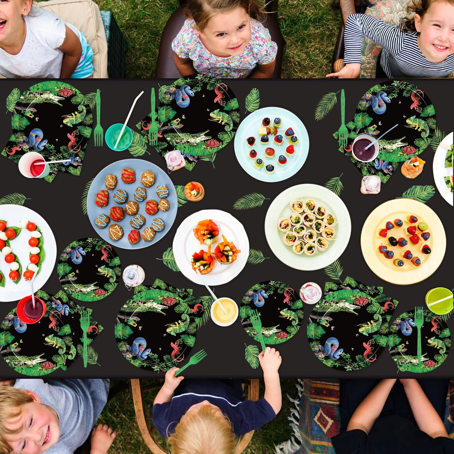Reptile Snake Birthday Party Supplies Favors Serves 24 Lizard Party Paper Plates Napkins Set Jungle Swamp Snake Tablecloth Table