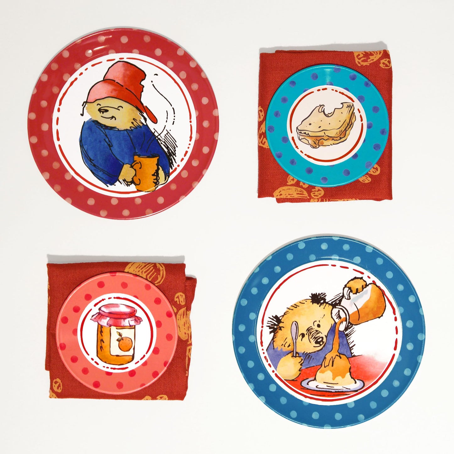 YOTTOY 14-Piece Paddington Bear Tin Tea Set with Illustrations & Sturdy Carrying Case - Perfect Kids' Gift for Tea Parties