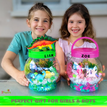 2Pepers Diy Dinosaur Gifts For Boys, Kids Birthday Gifts Arts And Crafts For Boys Nightlight Terrarium Kit, Toys For Boys Age 3 4 5 6 7 8 9 10 11 12 Year Old