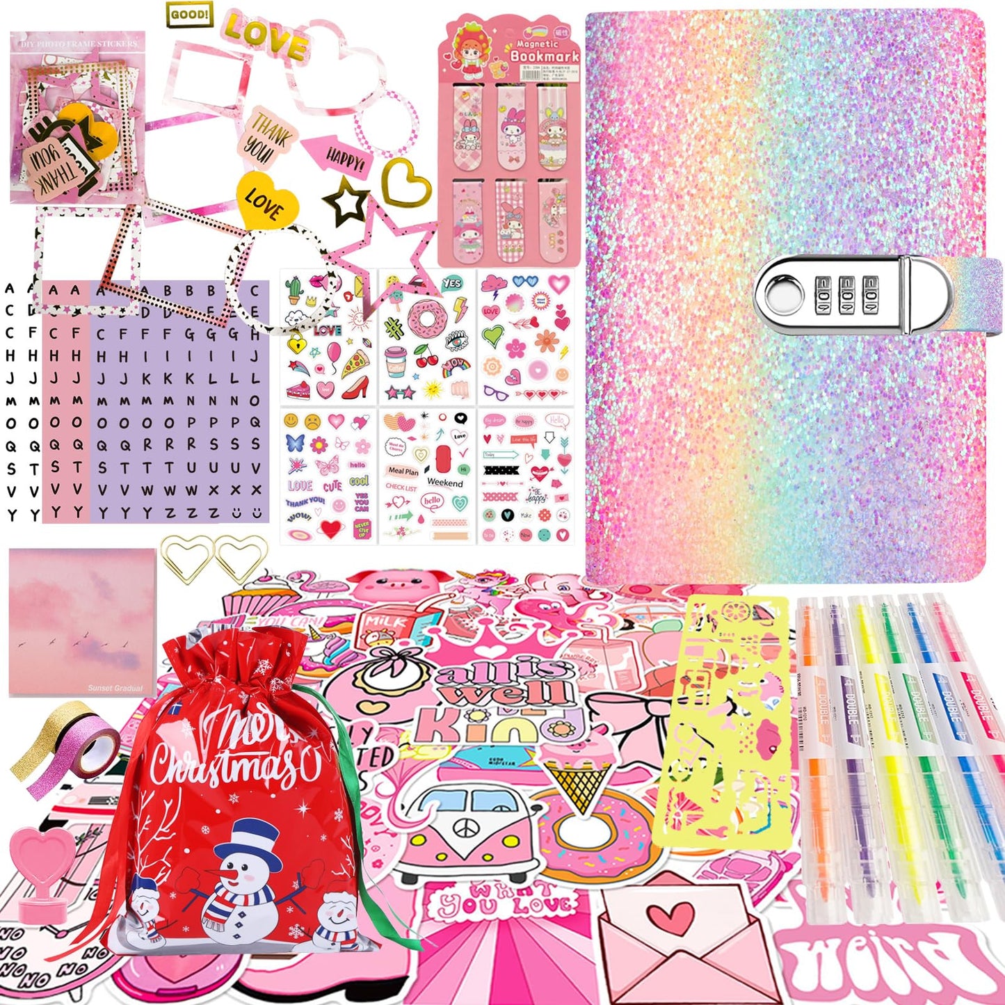Christmas Gifts For Girls ,Diy Journal Kit For Girls,Diary For Girls With Lock ,Diy Journal Set For Tween & Teen Girls, Statione