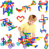 FUBAODA 96 Pcs STEM Learning Pipe Tube Toys - Multicolor Building Blocks Set with Wheels, Spouts & Joints for Kids Ages 3+
