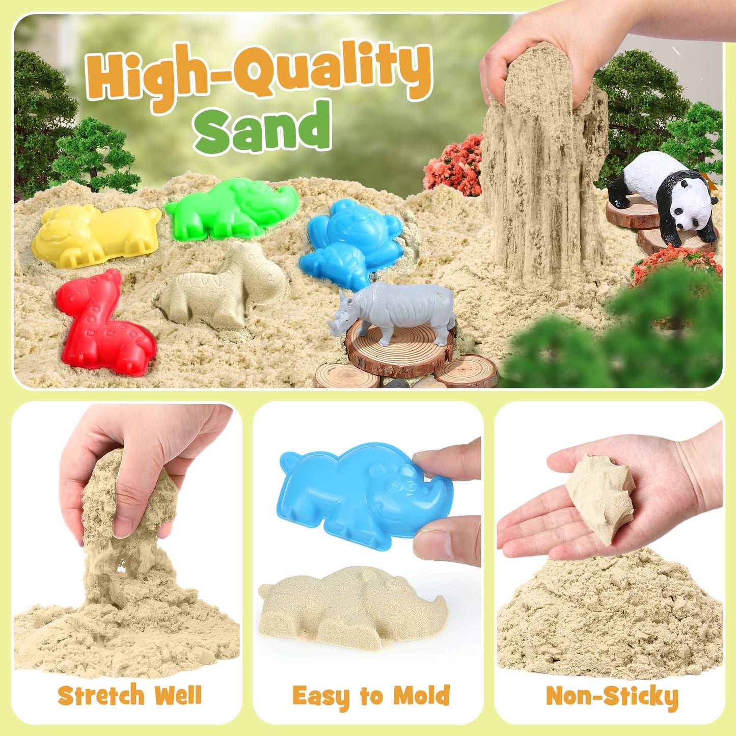 Lorfancy 112 Pcs Animal Sensory Bin Toys Kids Play Sand Kit Toddler Sandbox Toy Forest Animals Molds Sand Tools Diy Painting Pre