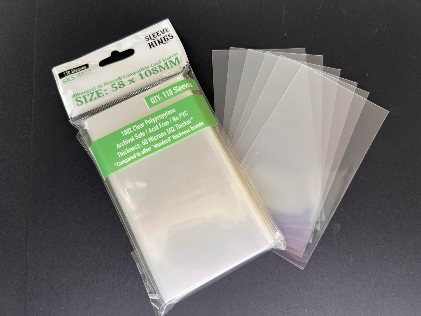 Sleeve Kings ''Betrayal At House Compatible'' Sleeves 58 X 108 Mm (4X110 Pack, 440 Sleeves)