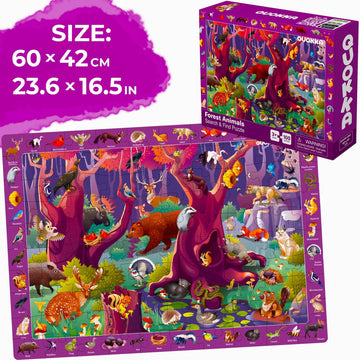 Quokka 100 Pieces Floor Puzzles For Kids Ages 4-6 – 3 Jigsaw Kids Puzzles Ages 6-8 – Search & Find Learning Game For Toddlers 3-5 Ocean Wild Animals & Dinosaurs - Gift Games For Children 8-10