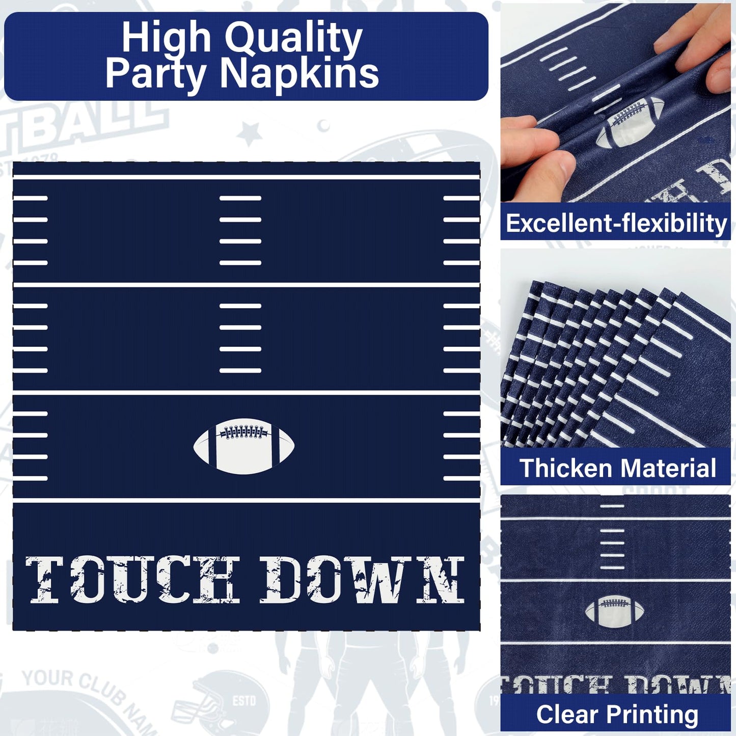 Qyeahkj 25 Guests Cowboys Football Party Plates And Napkins Supplies American Football Team Platters Tableware Set Touch Down Bl
