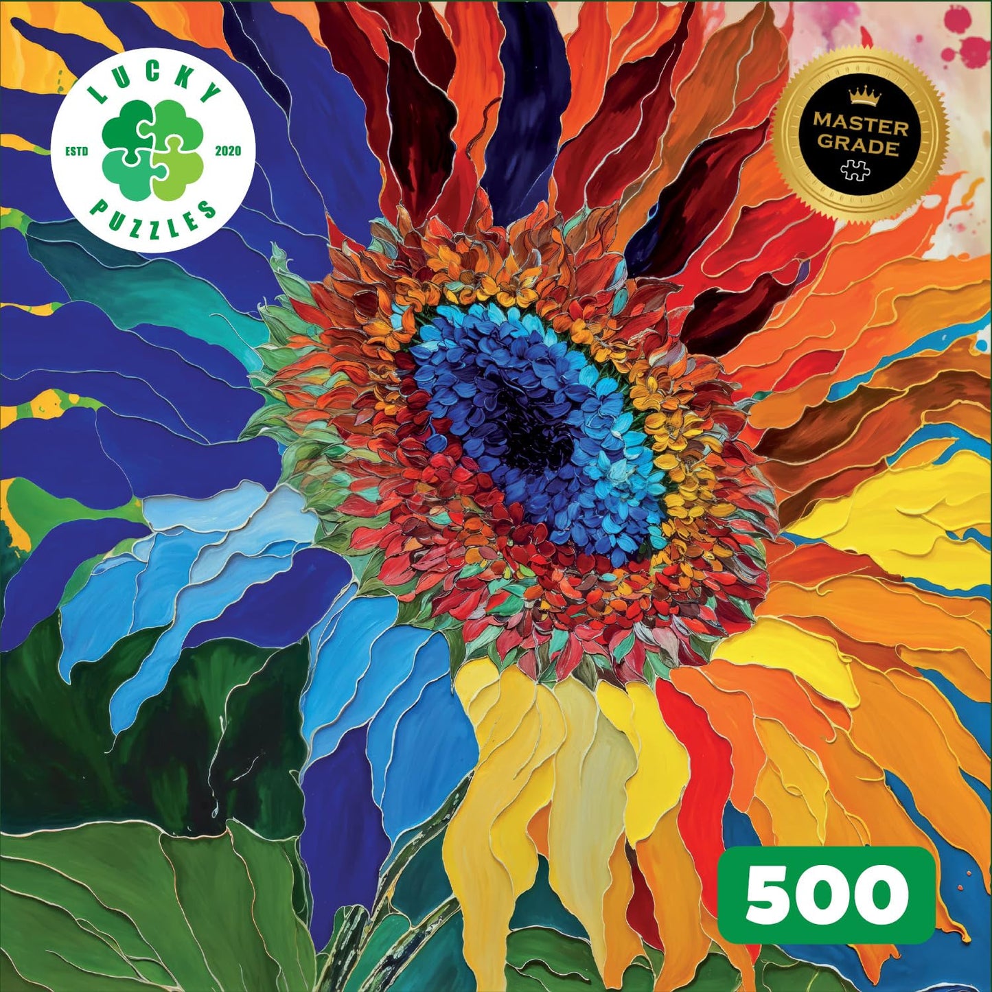 Lucky Puzzles 'Sunflower Radiance' | 500 Piece Jigsaw Puzzle For Adults | Colorful Flower Artwork | Challenging And Fun Activity
