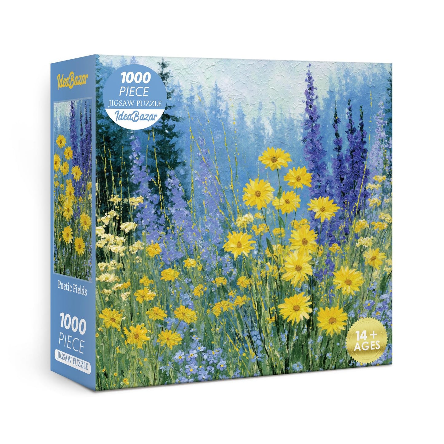 Beautiful Flower Plant Puzzles for Adults 1000 Pieces Nature, Colorful Spring Painting Lavender Floral Jigsaw Puzzles, Pretty Tr