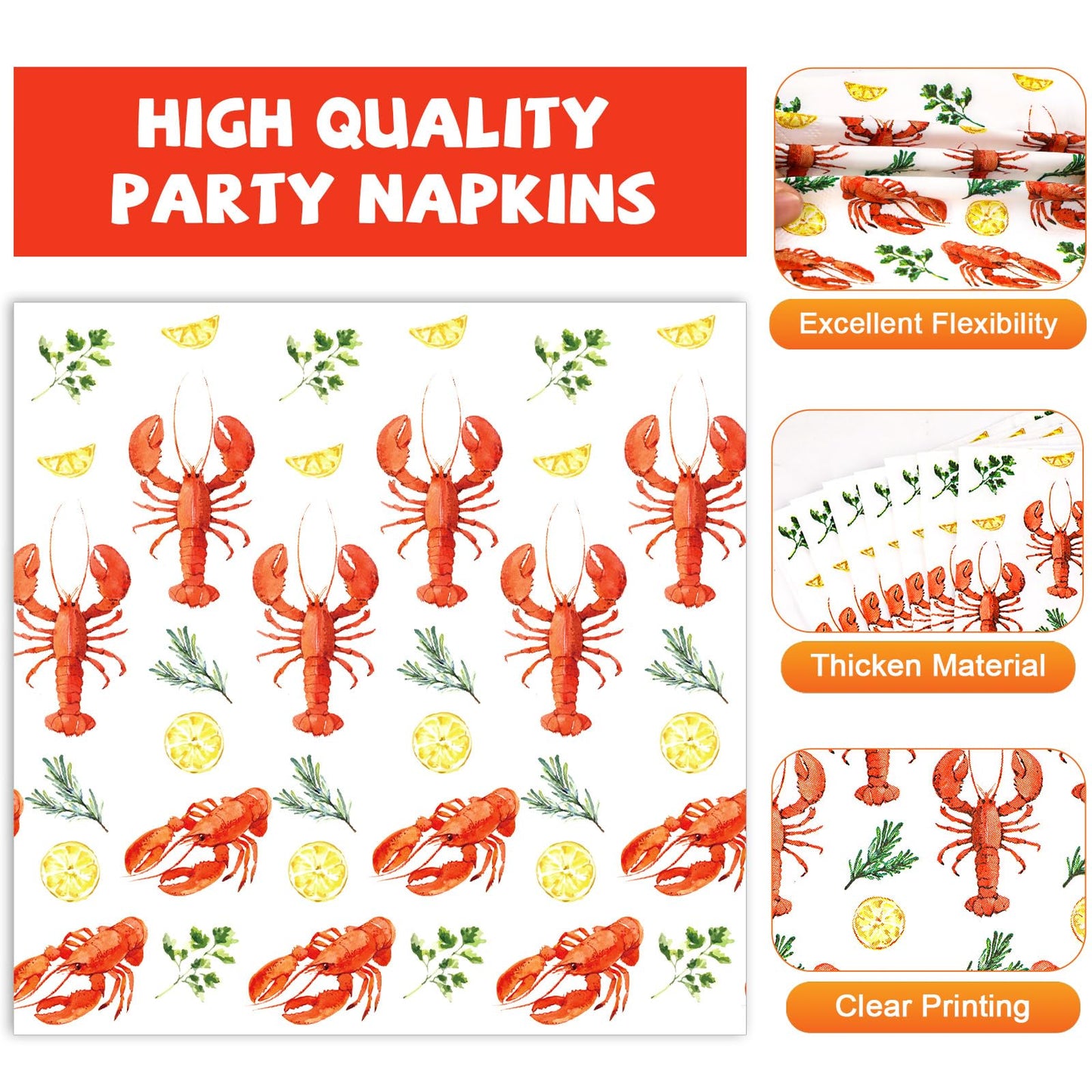 Qyeahkj 100Pcs Crawfish Boil Party Supplies Serve 25 Crawfish Plates Napkins For Lobster Seafood Shrimp Boil Decorations Crawfis