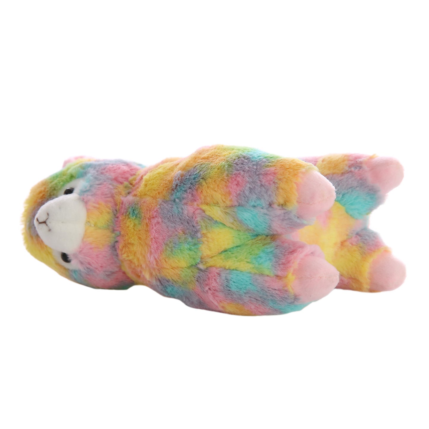 AngelGift Plush Alpaca Stuffed Toy - Cuddly 7" Orange Rainbow Animal