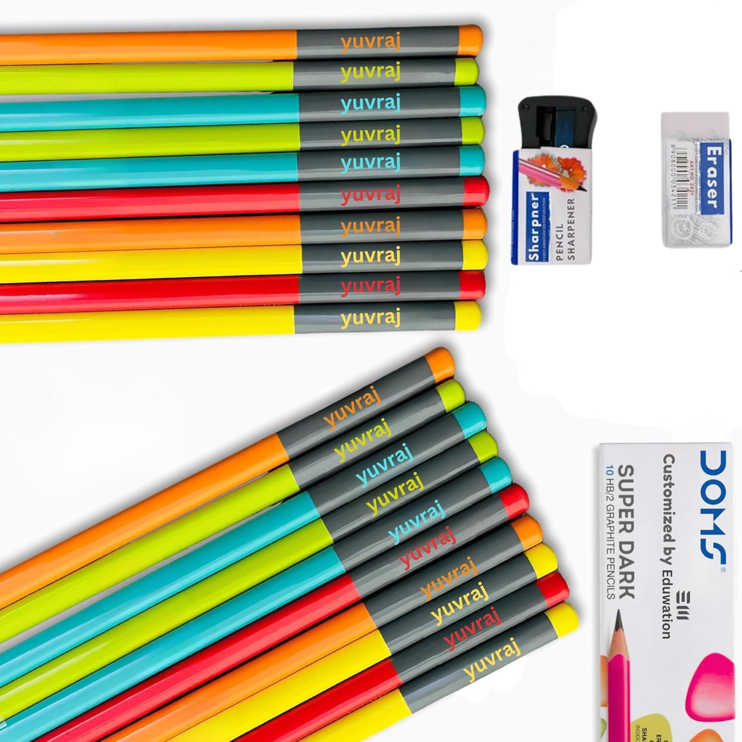 Customized Name Pencil Set 70 Pieces (35+35), Personalised Name On All Pencil For School, Writing, Birthday & Return Gifts Cust