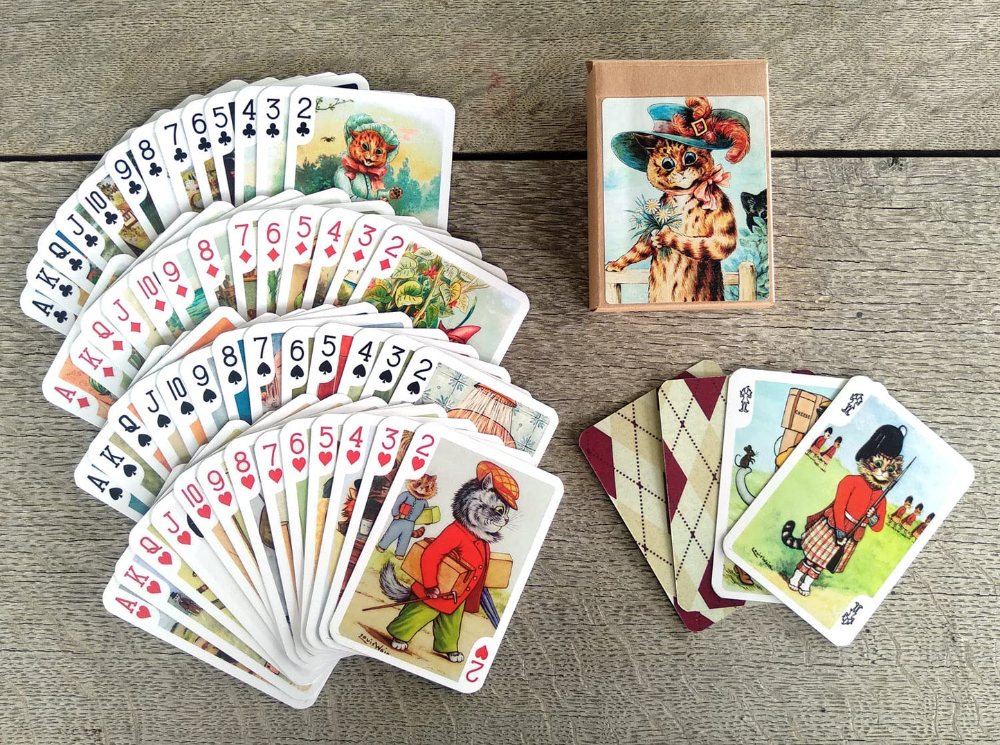Flonzgift Secret Life Of Cats Playing Cards (Poker Deck 54 Cards All Different) Vintage Cats Postcards By Louis Wain