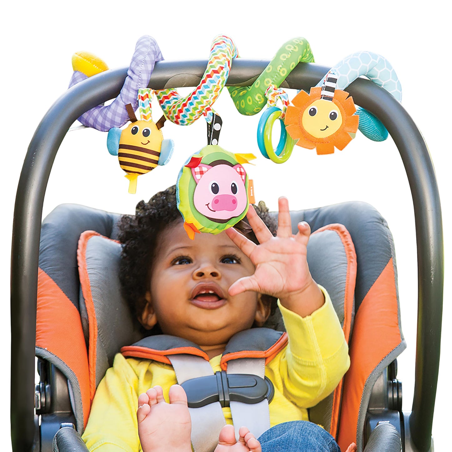 Infantino Stretch & Spiral Activity Toy - Textured Play Activity Toy For Sensory Exploration And Engagement, Ages 0 And Up, Blue Farm, 1 Count (Pack Of 1)