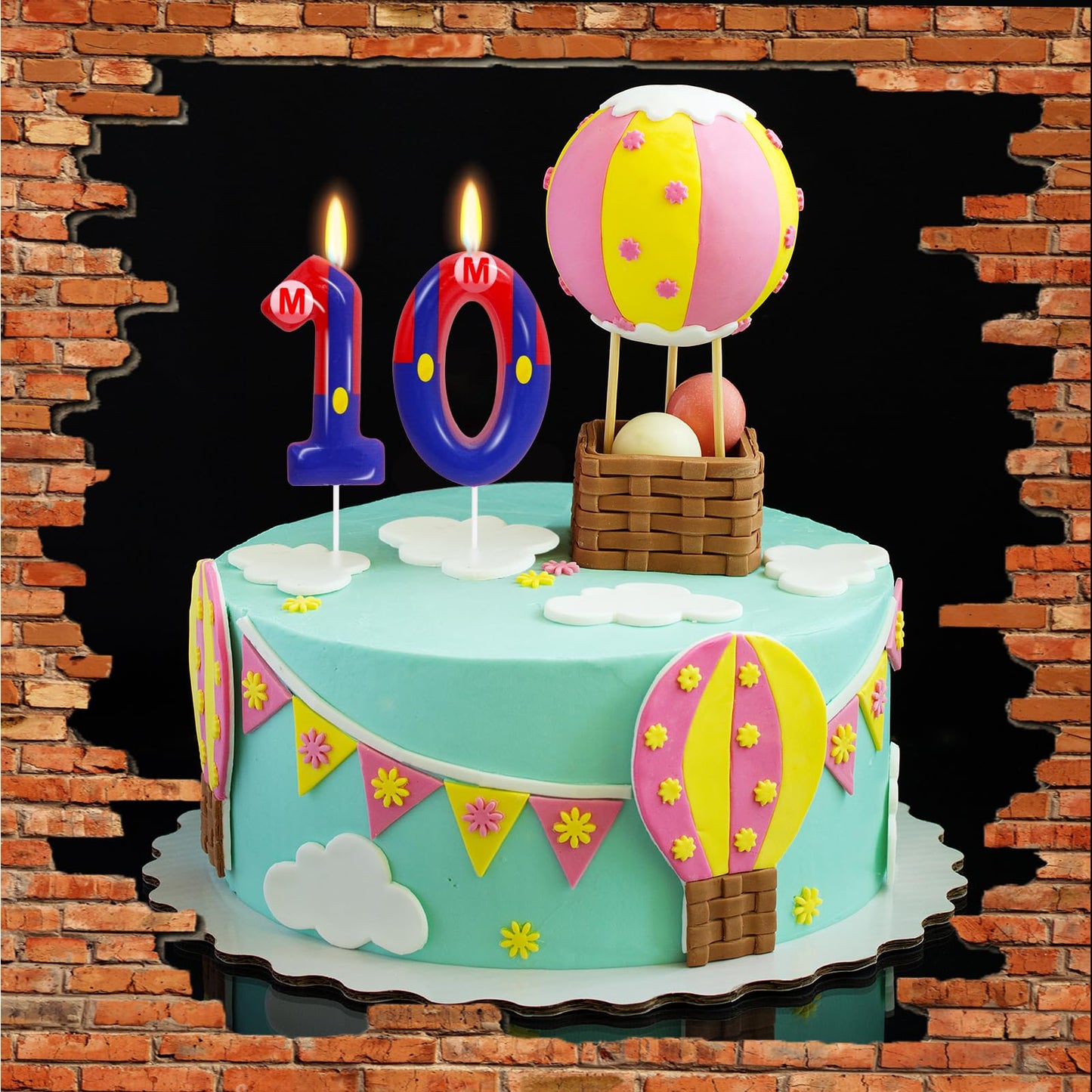 FAMGift Birthday Candle - Number 10 Wax Cake Topper, Red & Blue Cartoon Theme for Boys & Girls, Perfect for 10th Birthday Party Decorations