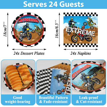 Dirt Bike Birthday Party Supplies Serves 24 Motorcycle Party Paper Plates Napkins Set Motocross Dirt Bike Tablecloth Tableware K