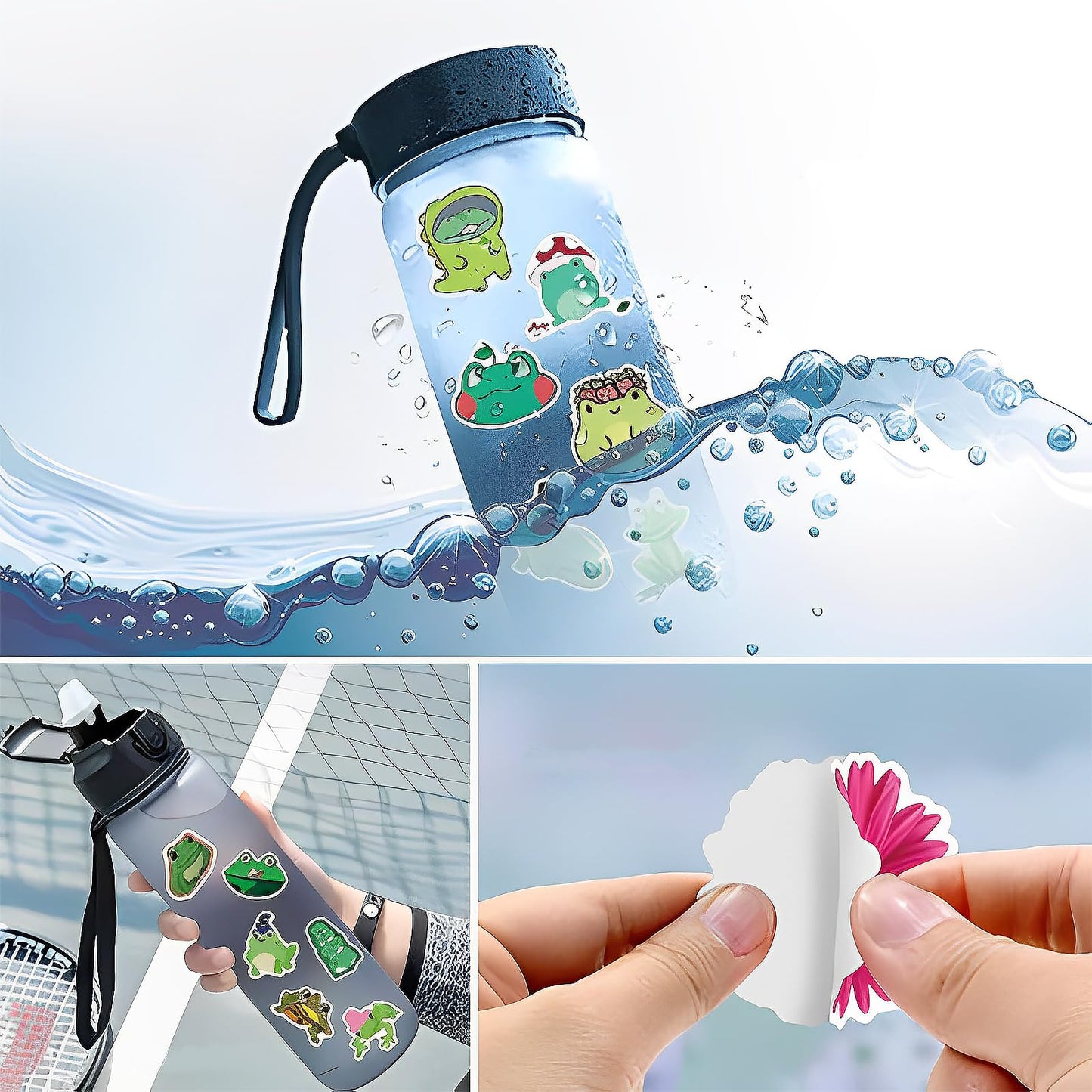 100Pcs Frog Stickers, Cute Frog Stickers For Water Bottles, Waterproof Vinyl Frog Stickers For Kids Laptops Phone Case Luggage D