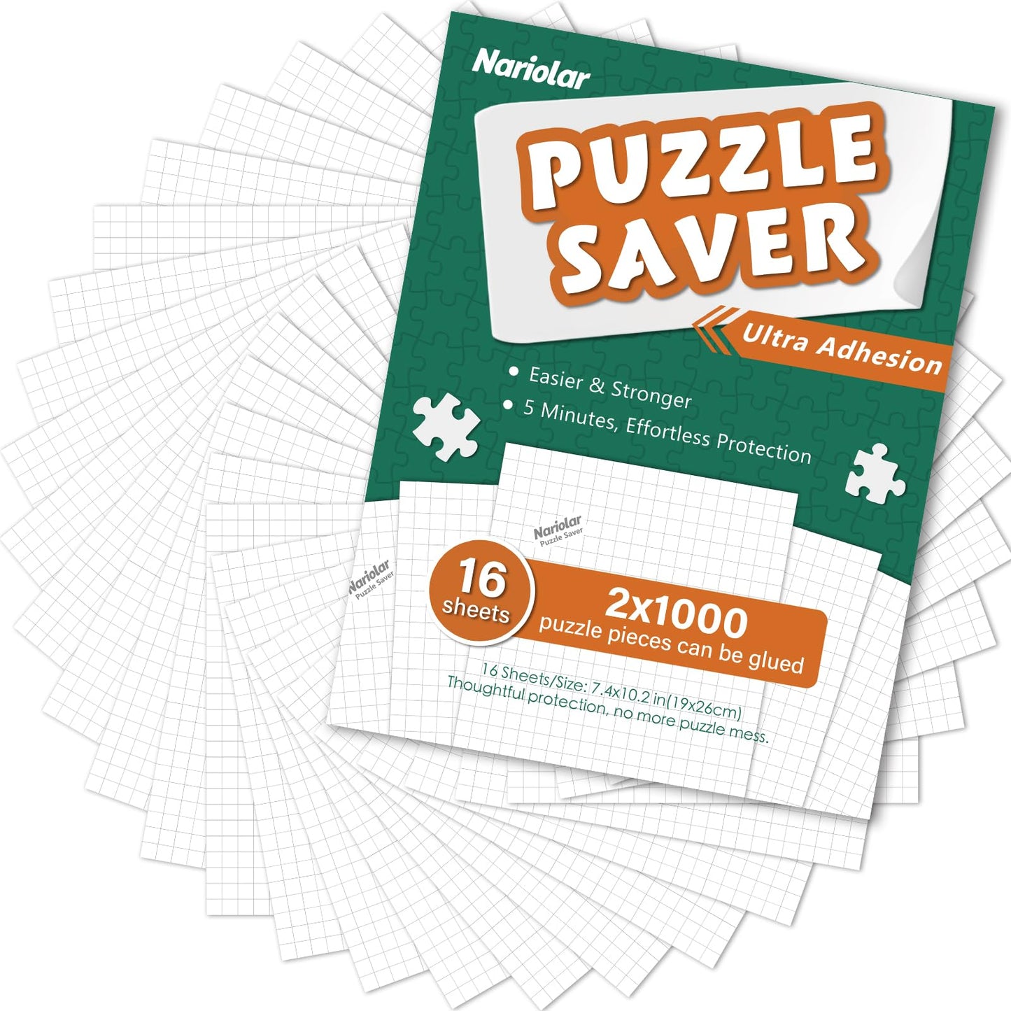 Nariolar Ultra Adhesion Puzzle Glue Sheets, 16 Puzzle Saver Sheets Preserves 2 1000 Pieces Jigsaw Puzzle, Puzzle Saver For Easy