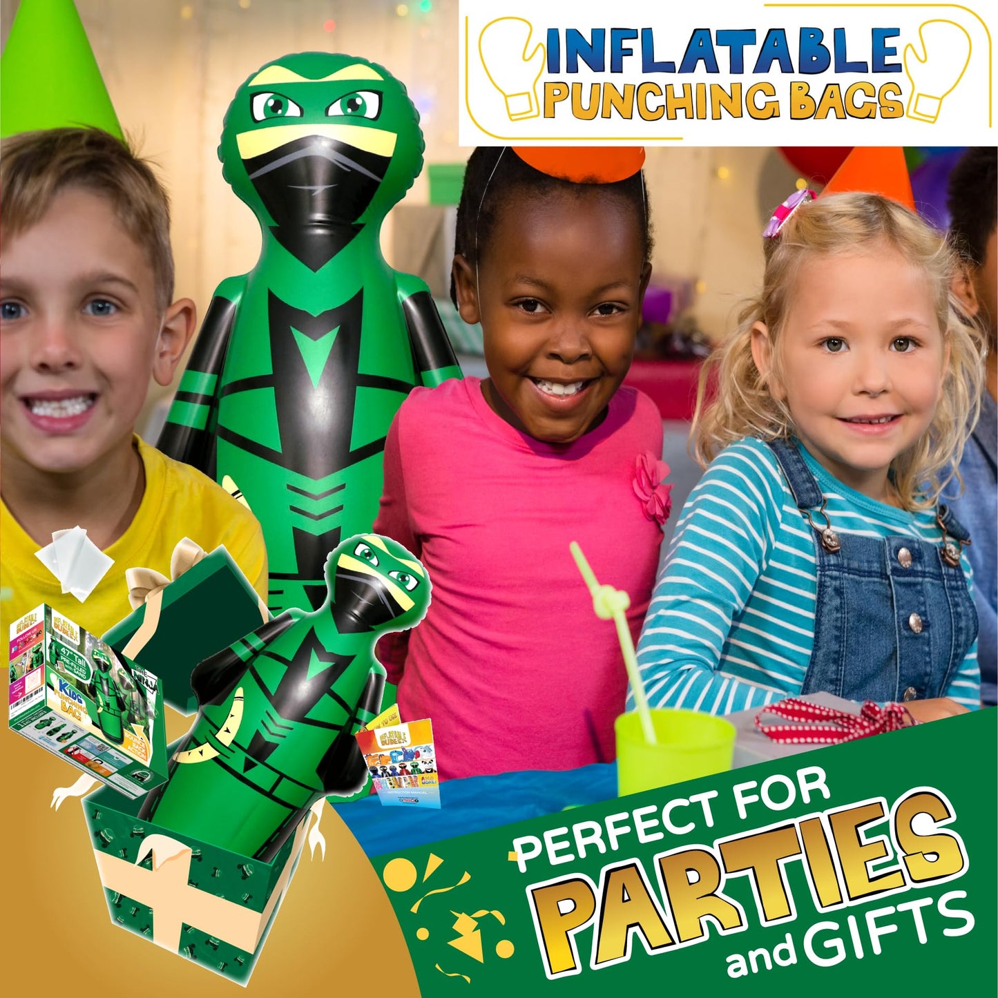 Inflatable Dudes Ninja 47 Inches -Kids Punching Bag | Already Filled With Sand| Bop Bag | Inflatable Punching Toy | Party Games