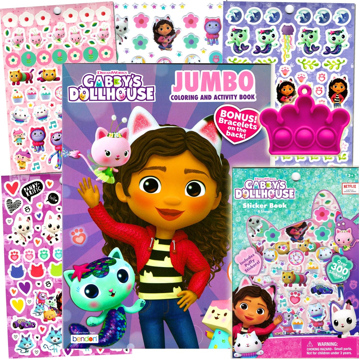 Bendon Gabbys Dollhouse Coloring Activity Book and Sticker Set for Kids
