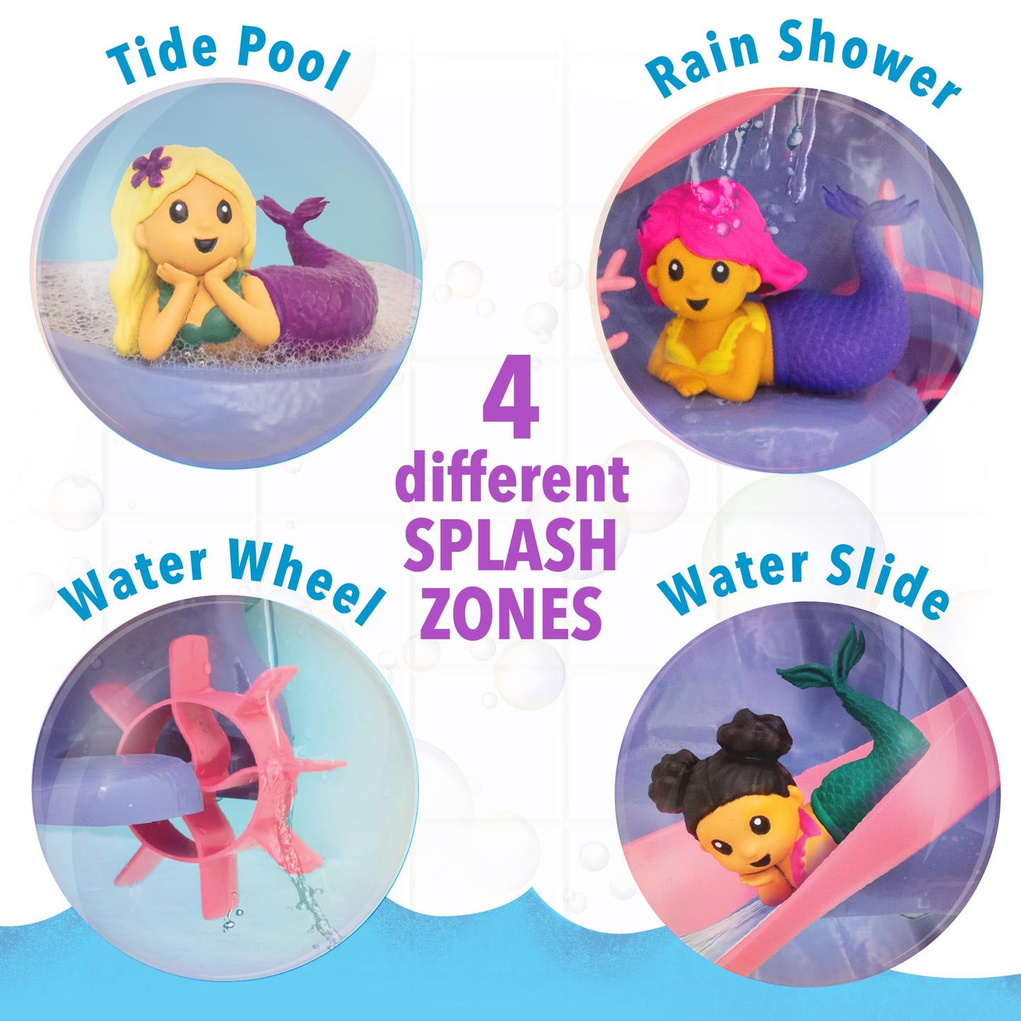 Mindware Mermaid Color Splash Water Park Bathtub Playset - Interactive Bath Toys With Color Changing Mermaid Doll Figures - Gift