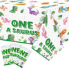 Dinosaur 1st Birthday Party Tablecloths - 3Pcs One A Saurus Party Table Cover Decorations, Dinosaur Themed Rectangular Plastic D