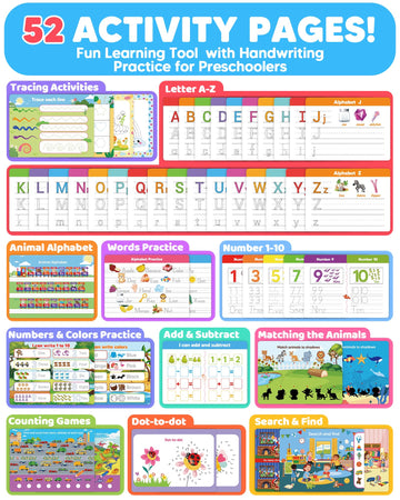 Walenty Preschool Learning Activities Kindergarten Workbooks, Toddler Busy Book Handwriting Practice Activity, Tracing Book For