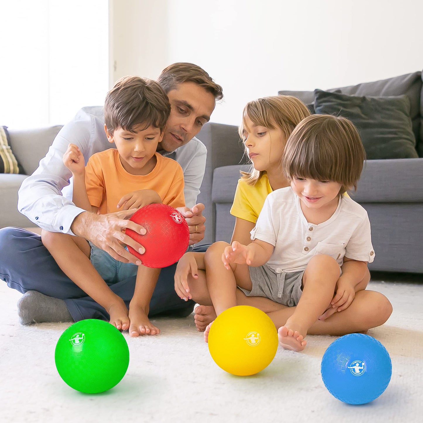 Homotte 4 Colors Playground Balls For Kids 3+ And Adults, 8.5 Inch Kick Balls, Four Square Dodge Balls Set For Outdoor Yard Lawn