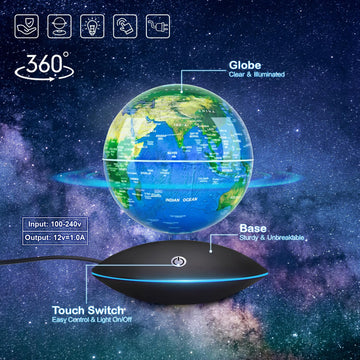 Flagest Magnetic Levitation Floating Globe Rotating Globe - Touch Control And Gradient Night Light Color Globes- Birthday Annive