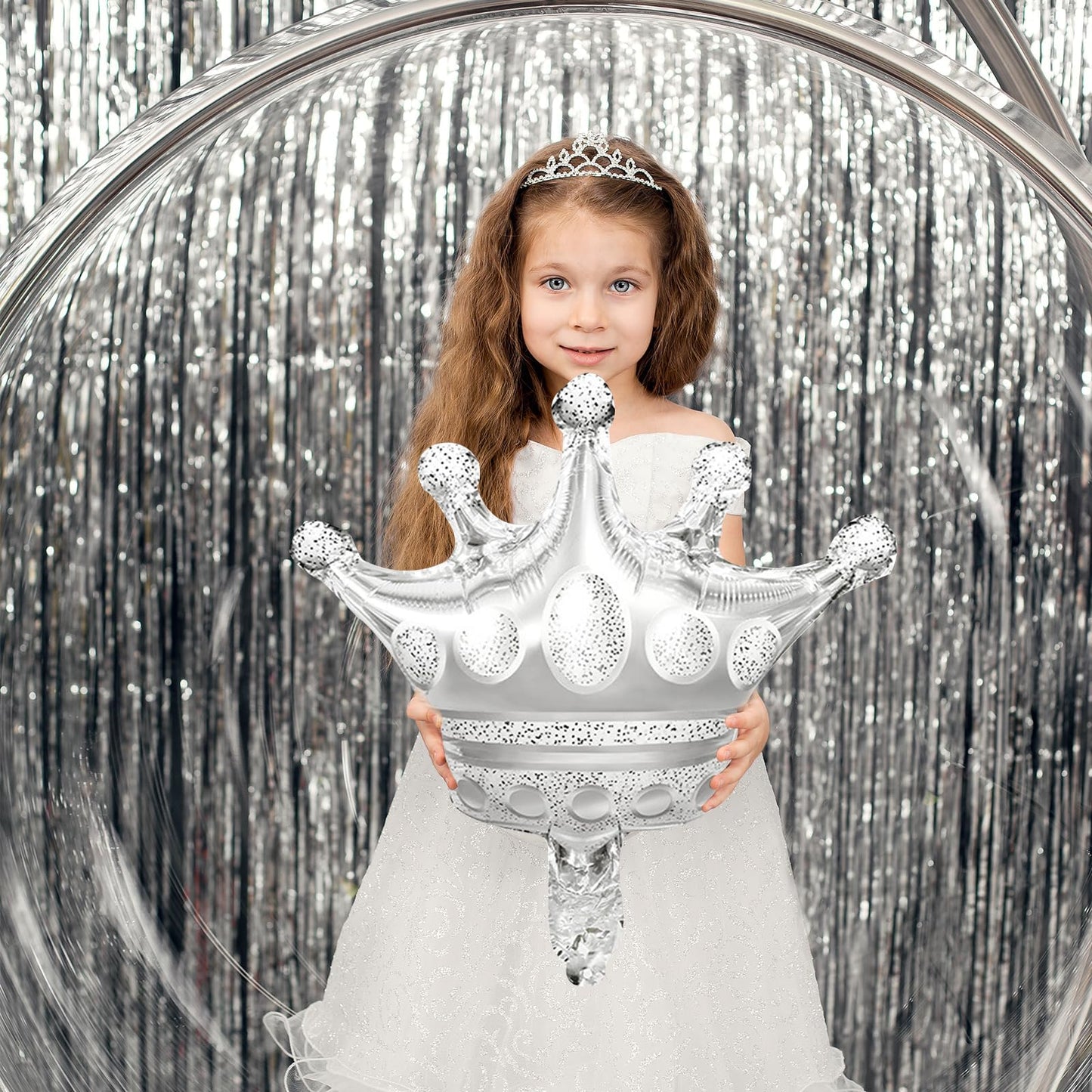 7Pcs Crown Balloons Silver Foil Crown Balloon For Birthday Wedding Party Baby Shower Decorations Anniversary Supplies 2 Large And 5 Small Size