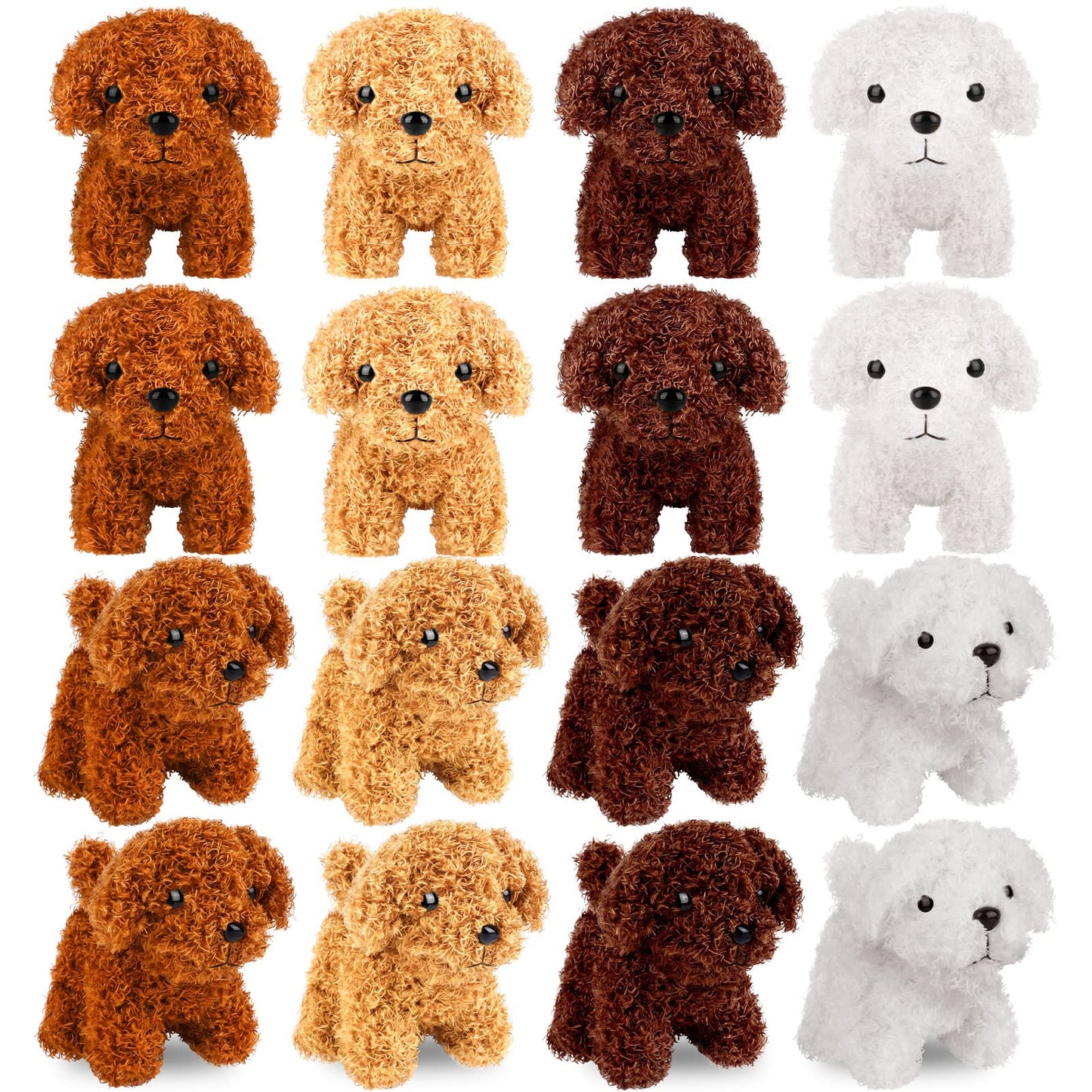 Elcoho 16 Pieces 4 Inches Mini Plush Dogs Stuffed Puppy Dog With Keychain Cute Stuffed Animal Toy Soft Toys Party Favor For Goodie Bag Birthday Party Gifts, 4 Colors (Curly Puppy)