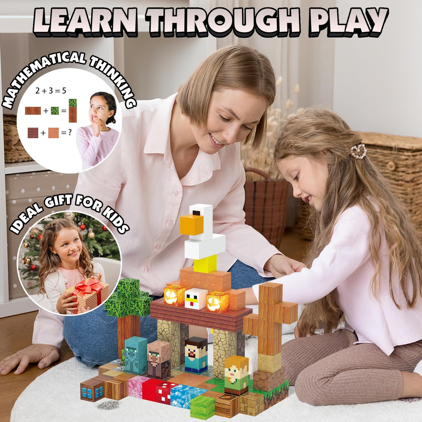 Aidyvoi Magnetic Blocks Toy Building Set For Kids 3+, Light Up Magnetic Building Blocks, 3D Construction Build Toys Stem Sensory