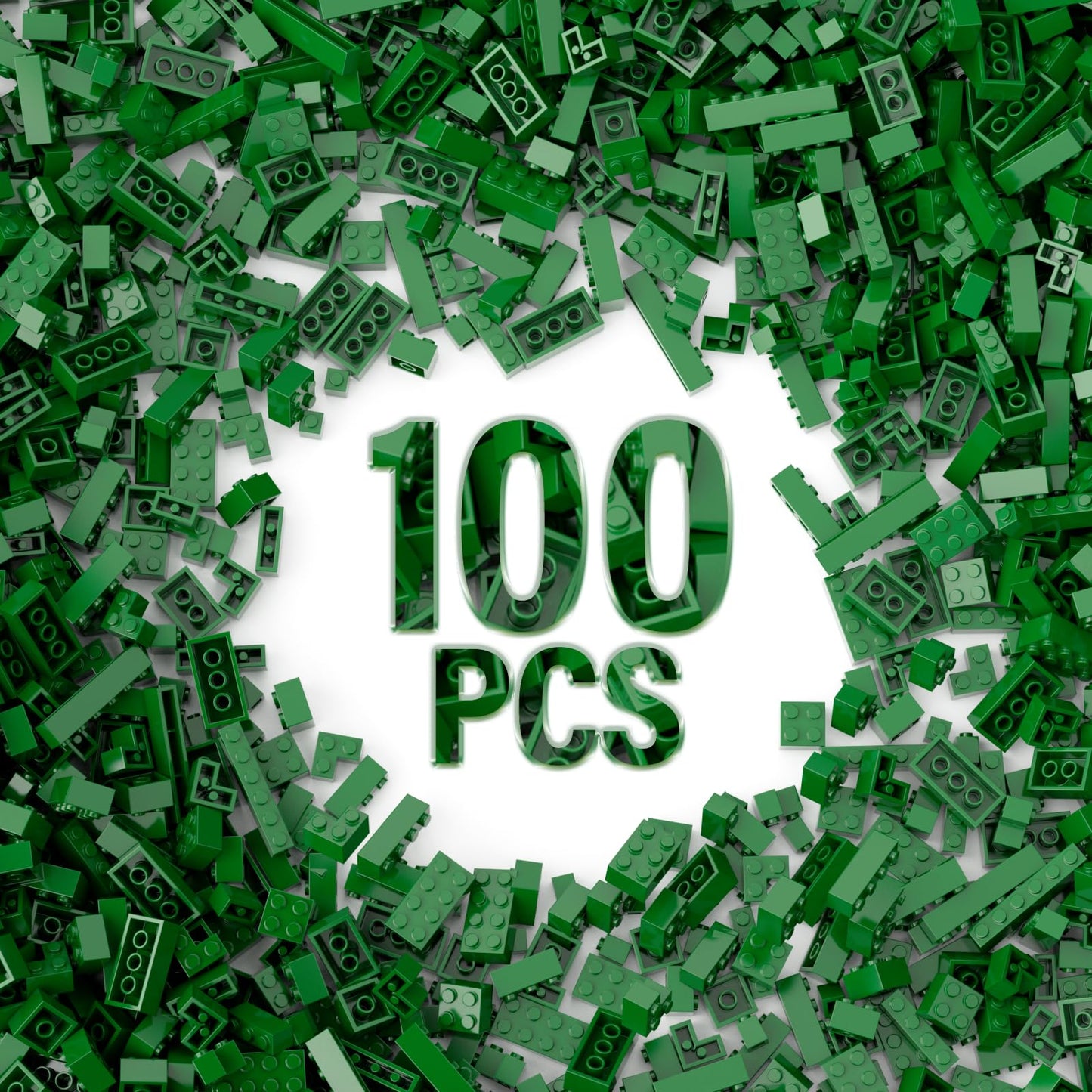 100 Piece Green Bricks Bulk, 12 Size Green Classic Building Blocks Bricks, Compatible With Lego Parts And Pieces(Color: Green)