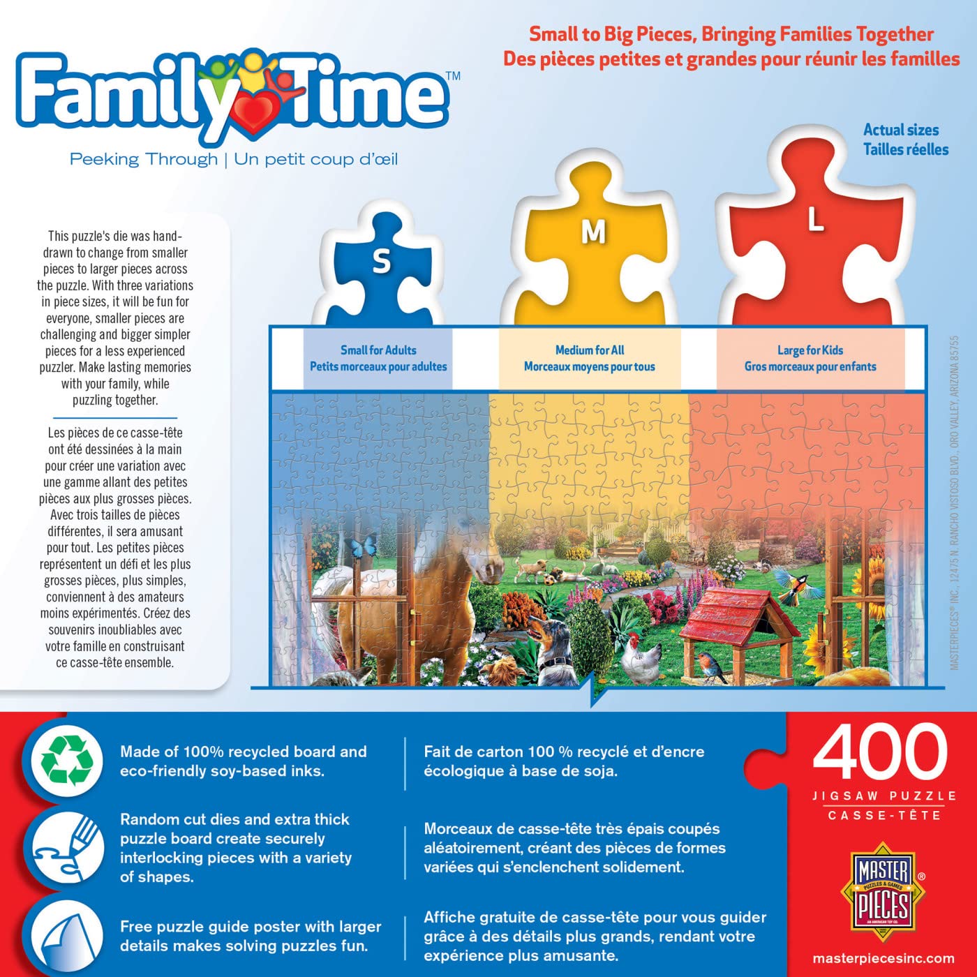 Masterpieces 400 Piece Jigsaw Puzzle For Adults, Family, Or Kids - Peeking Through - 18X24