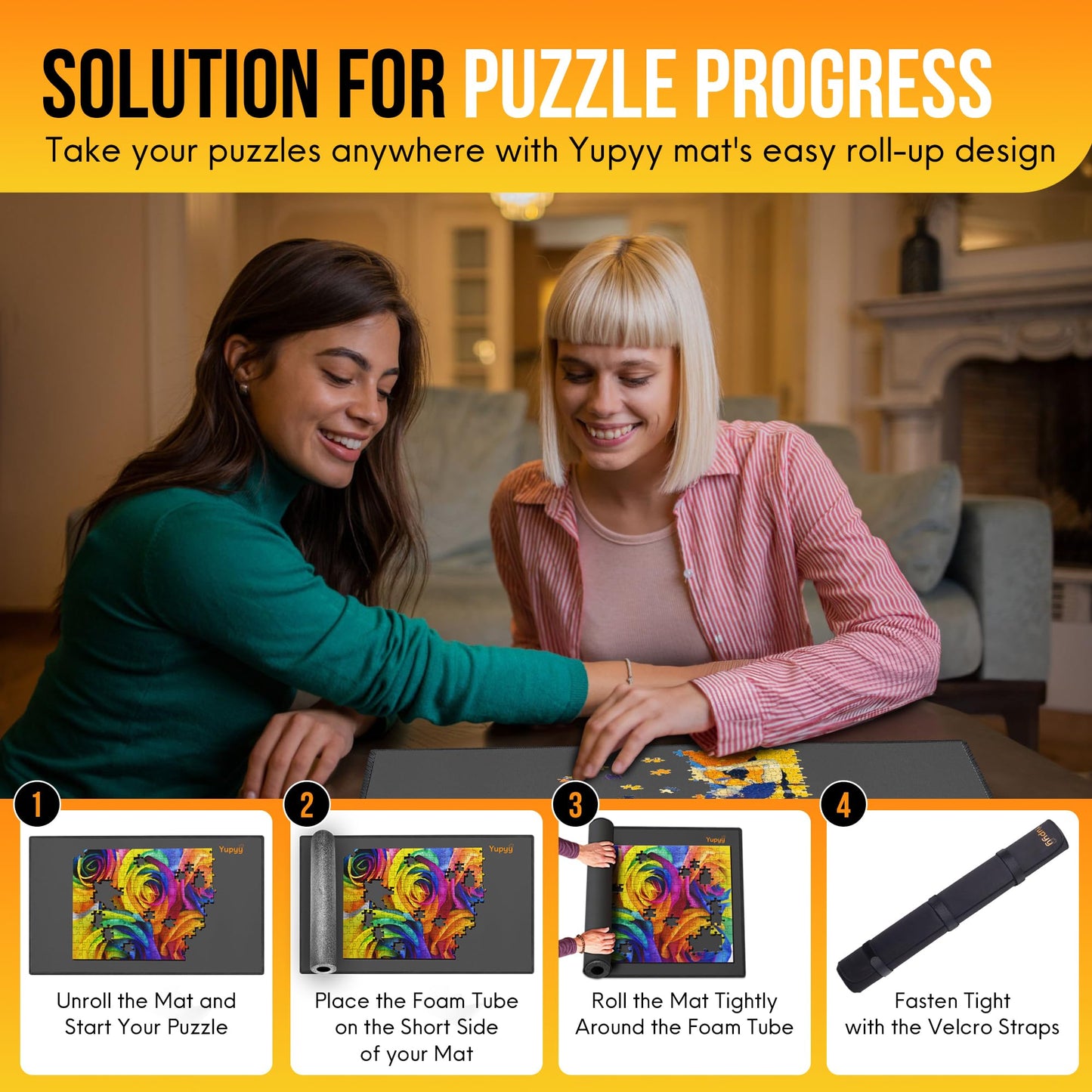 Puzzle Mat Jigsaw Puzzle Mat And 3 Puzzle Trays, Puzzle Mat Roll Up 51”X31”, Portable Large Puzzle Mat Organizer Up To 2000 Pcs, No Creases To Your Finished And Unfinished Puzzles, Rubber Puzzle Mats