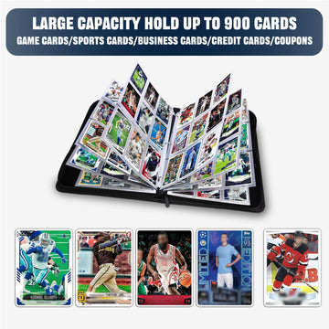 HESPLUS 900 Pockets Trading Card Album Folder Baseball Card Binder with Sleeves Collectible Trading Album for Baseball Cards Trading Cards Football Cards MTG Game Cards Sports Cards -Navyblue
