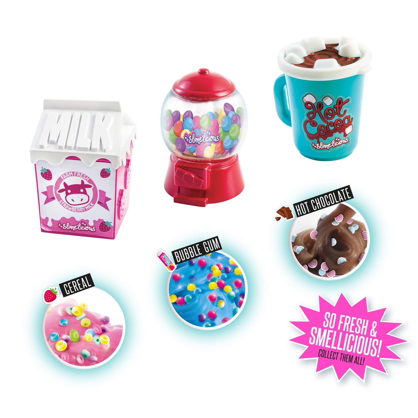 So Slime Diy - Slime'Licious Scented Slime 3-Pack – Gumballs, Strawberry Milk & Hot Chocolate Just Add Water, Shake And Add Decorations To Make Your Own Scented Slime